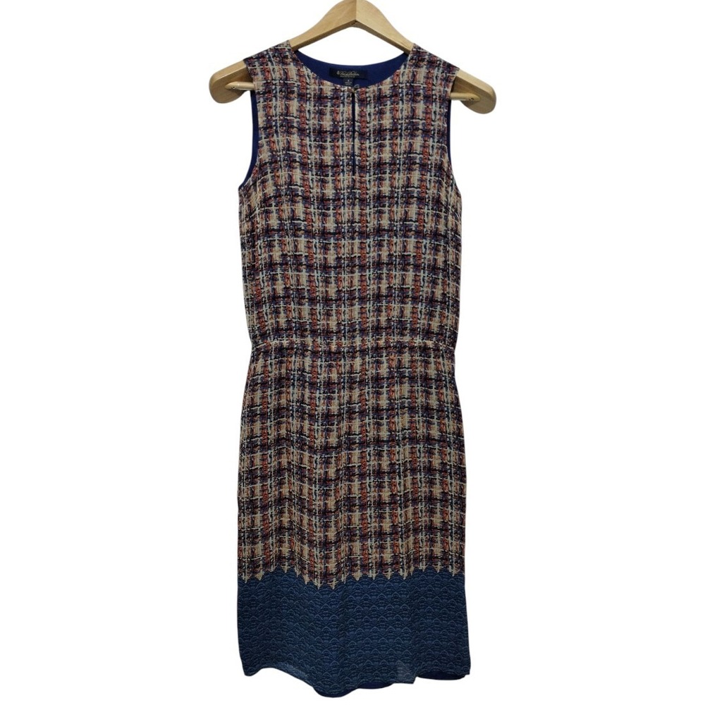 Brooks Brothers Women's 4 100% Silk Chiffon Sleeveless Mini Dress Keyhole